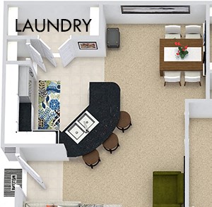 The Torino 3D The Torino 3D. 2 bedroom apartment. Kitchen with bartop open to living/dining rooms. 1 full bathroom. Walk-in closet. Patio/balcony.
